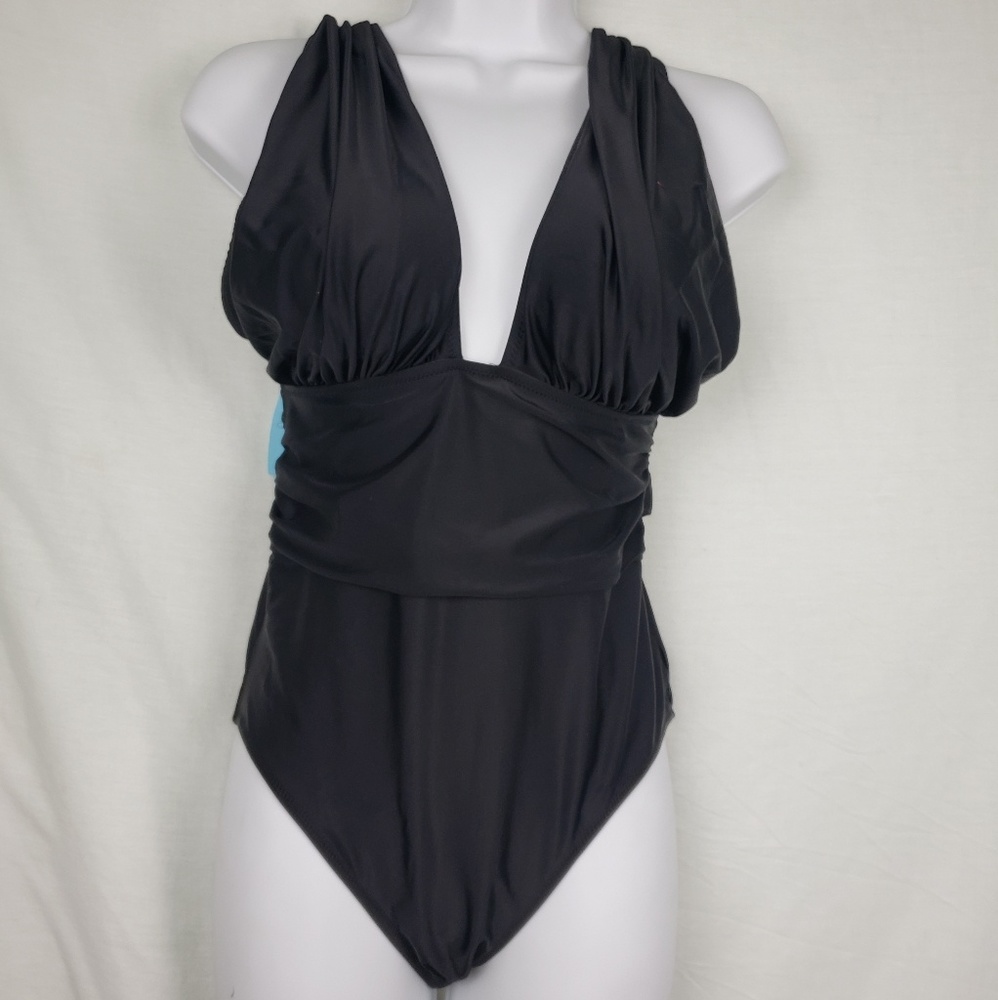 Cupshe One Piece Swim Suit Black Size Medium . - Picture 1 of 5